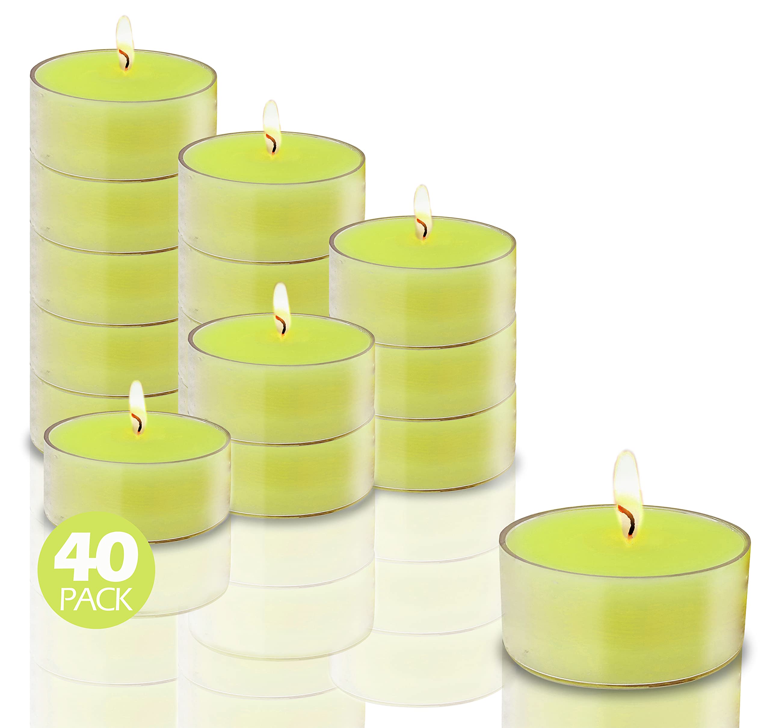 Amazon.com: Olive Oil Tea Light Candles - 40 Pack - Clear Cup